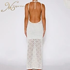 backless long crochet dress